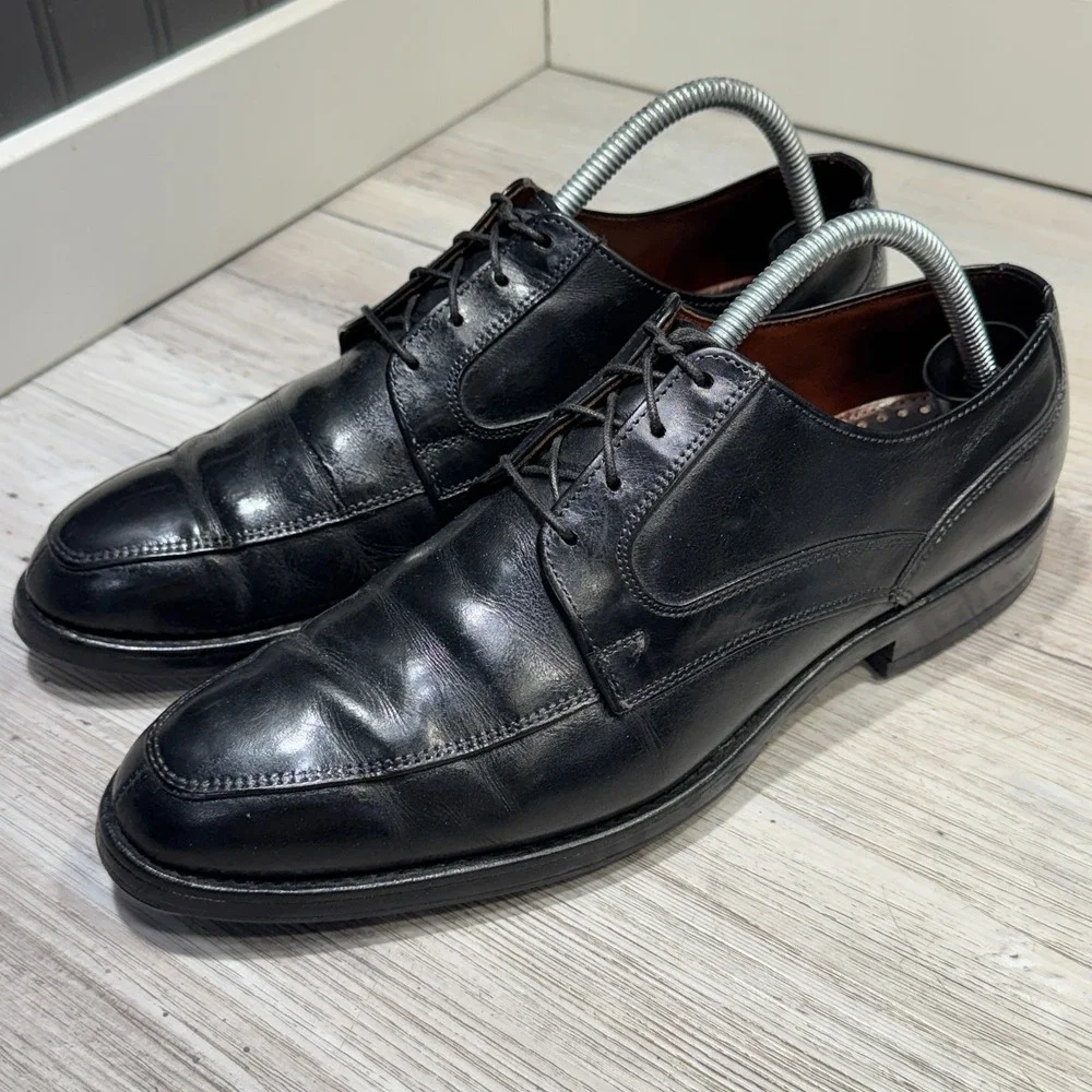 Mens Allen‎ Edmonds Montgomery Black Leather Work Dress Oxfords Shoes Size 8.5